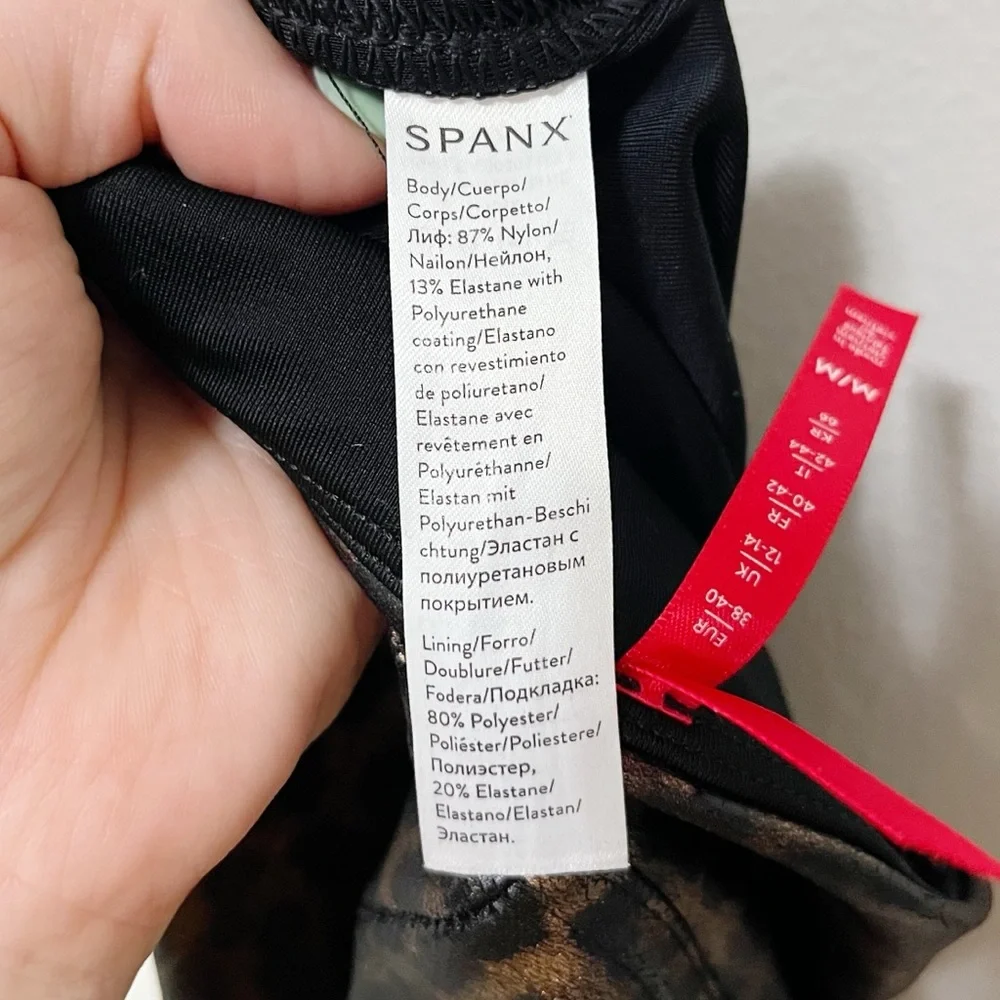 Spanx Faux Leather Leopard Leggings Leopard Shine Size Medium Animal Print - Picture 11 of 12